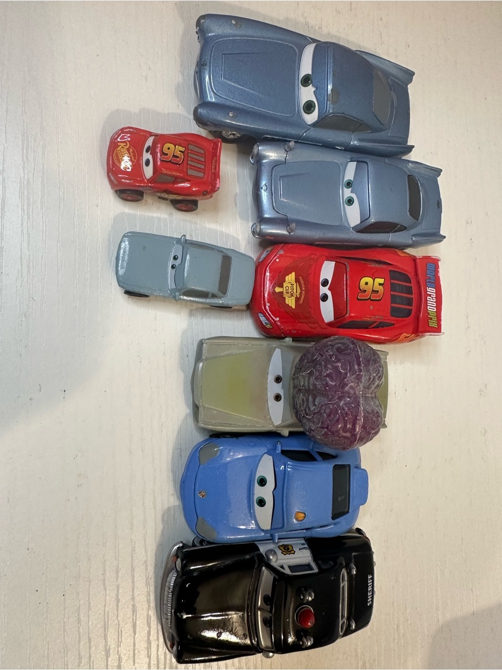 Disney Cars Die-Cast Vehicle Set in Red, Blue, Silver, Black